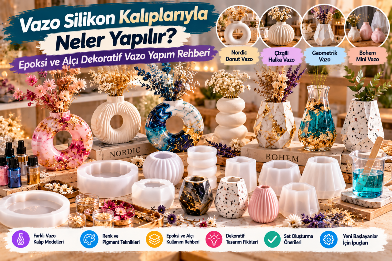 Vazo Silikon Kalıplarıyla Neler Yapılır? Epoksi ve Alçı Dekoratif Vazo Yapım Rehberi