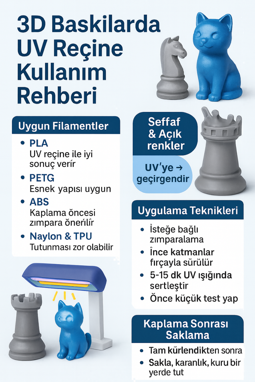 UV Reçine ile 3D Baskılarda Son Dokunuşlar: Filament, Teknikler ve İpuçları
