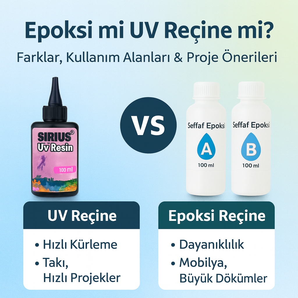 Epoksi mi UV Reçine mi? Farklar, Kullanım Alanları & Proje Önerileri