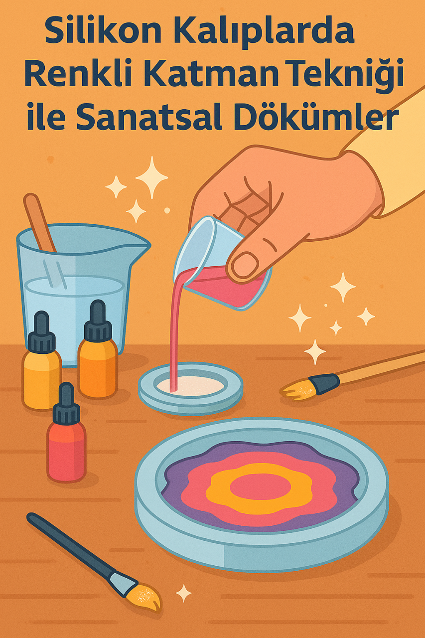 Silikon Kalıplarda Renkli Katman Tekniği ile Sanatsal Dökümler