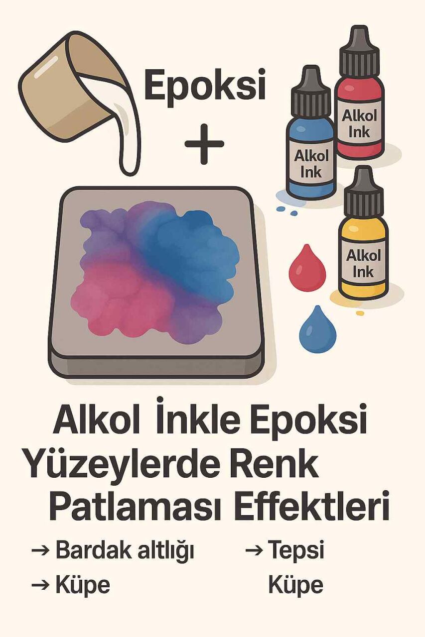 Alkol İnkle Epoksi Üzerinde Renk Patlaması Efektleri Nasıl Yapılır?