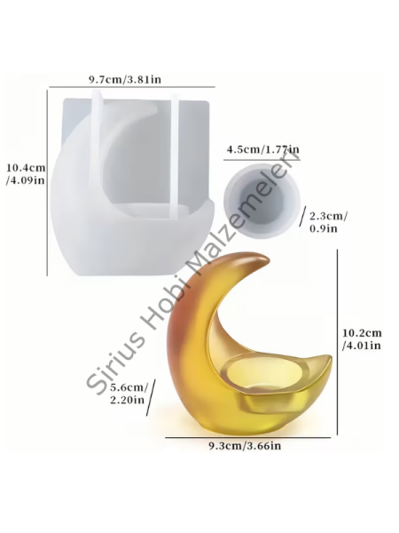 Hilal Ay Mumluk Silikon Kalıbı – Tealight Mumluk Kalıbı 10,2 cm