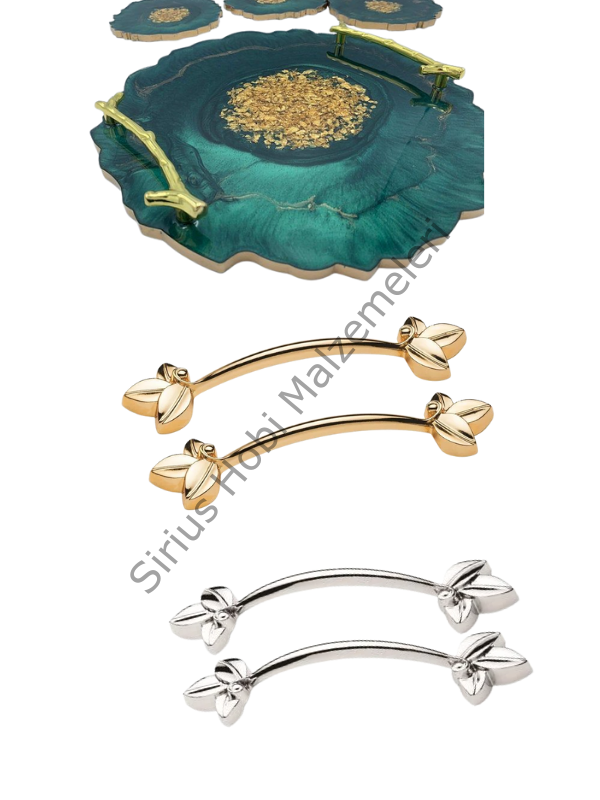 Epoksi Tepsi Kulpu Metal  Çiçek Gold 2 adet