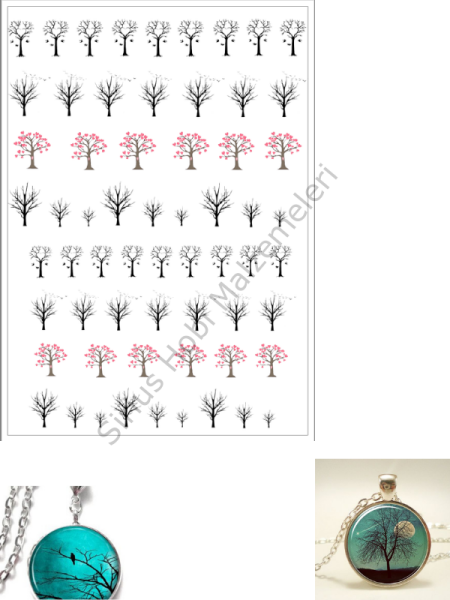 Epoksi Reçine Şeffaf Asetat Baskı  Ağaçlar A4