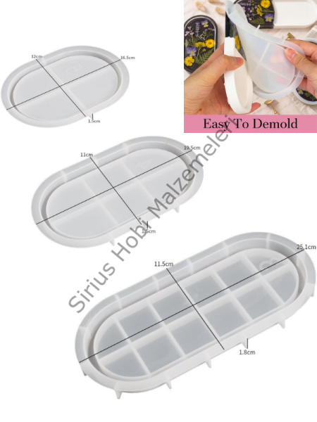 Oval Sunumluk Tepsi Silikon Kalıbı – Alçı ve Epoksi Tepsi Kalıbı