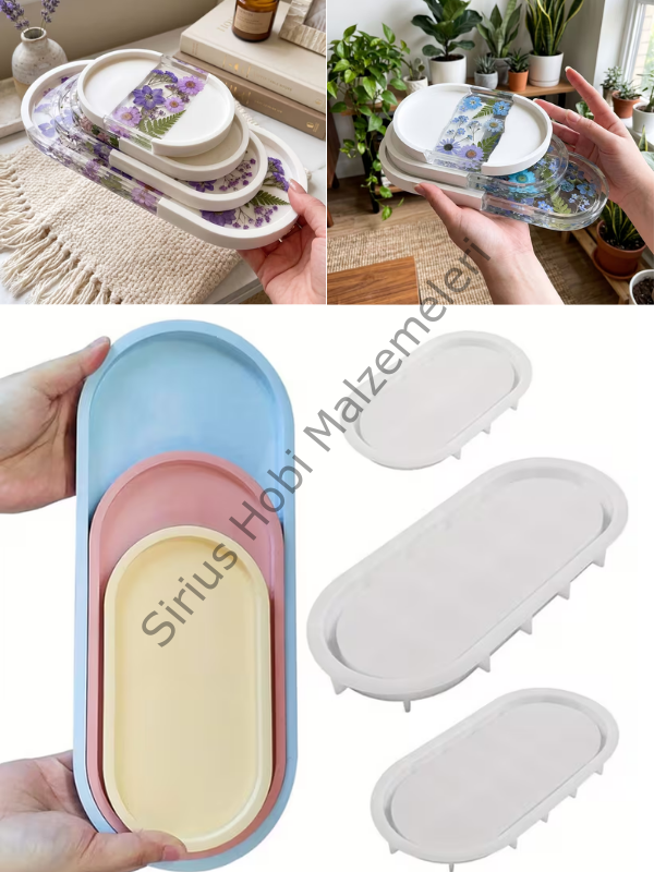 Oval Sunumluk Tepsi Silikon Kalıbı – Alçı ve Epoksi Tepsi Kalıbı