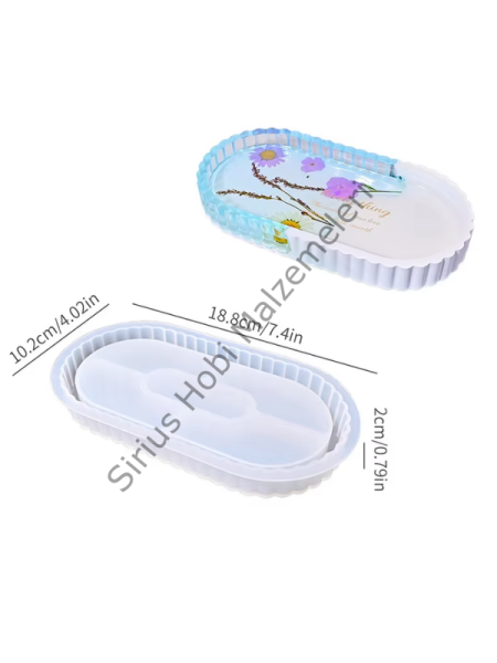 Tırtıklı Oval Sunumluk Tepsi Silikon Kalıbı 18,8 cm – Epoksi Tepsi Kalıbı