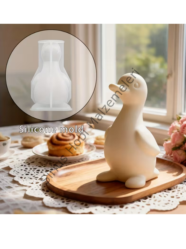 3D Ördek Silikon Kalıbı 10 cm – Epoksi ve Alçı Dekoratif Figür Kalıbı