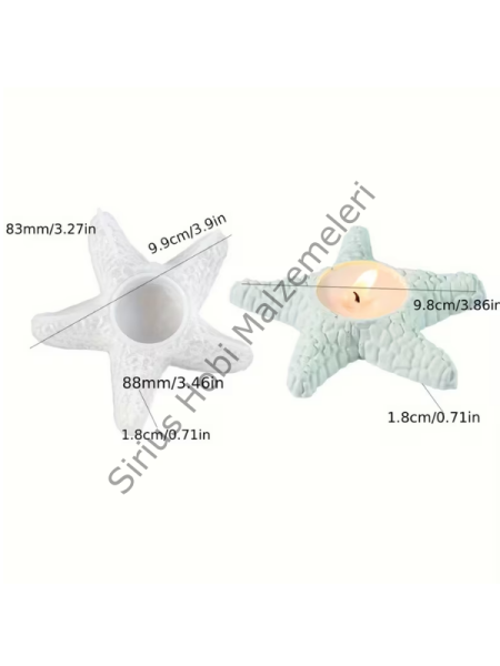 Deniz Yıldızı Mumluk Silikon Kalıbı 9,9 cm – Epoksi ve Alçı Tealight Mumluk Kalıbı