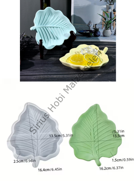 Yaprak Tabak Silikon Kalıbı 16,4 cm – Epoksi ve Alçı Sunumluk Kalıbı
