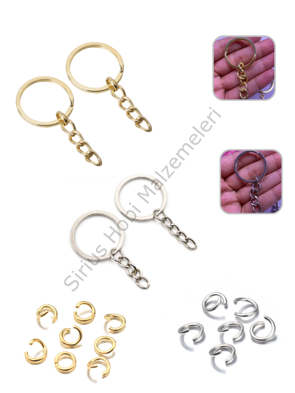 10 Adet Ezme Anahtarlık Halkası 2.5cm C Aparatı İle