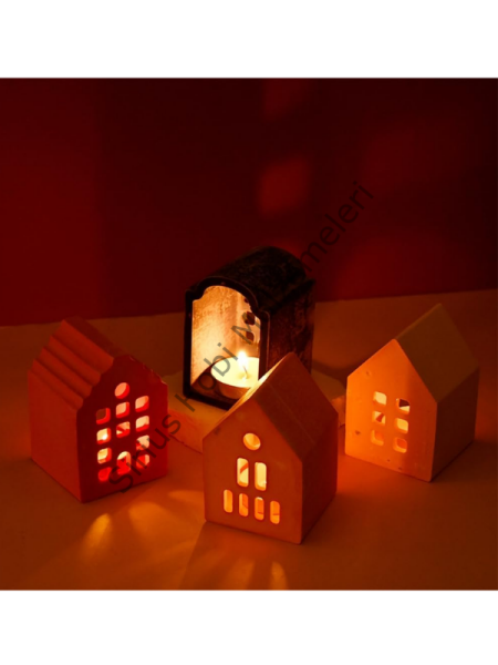 Ev Tealight Mumluk Silikon Kalıbı – 4 Model Dekoratif Ev Mumluk Kalıbı