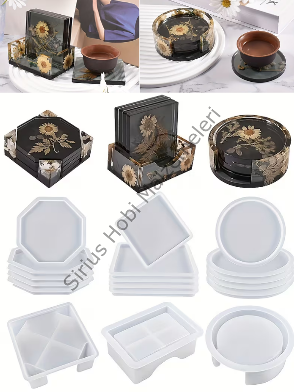 Epoksi Bardak Altlığı ve Stand Silikon Kalıbı – 3 Model Coaster Kalıbı