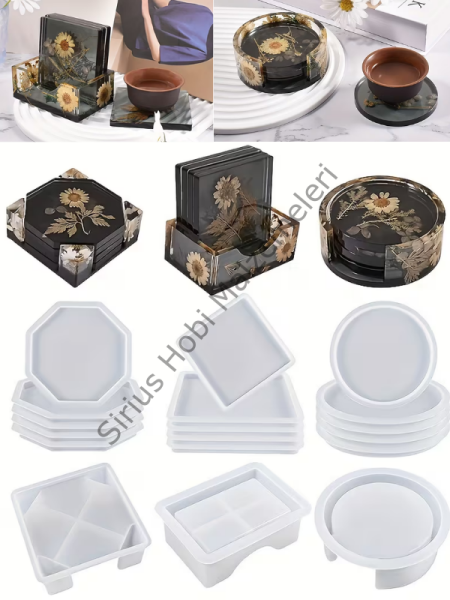Epoksi Bardak Altlığı ve Stand Silikon Kalıbı – 3 Model Coaster Kalıbı
