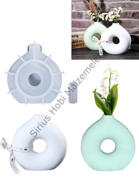 Halka Vazo Silikon Kalıbı 13 cm – Nordic Donut Dekoratif Vazo Kalıbı