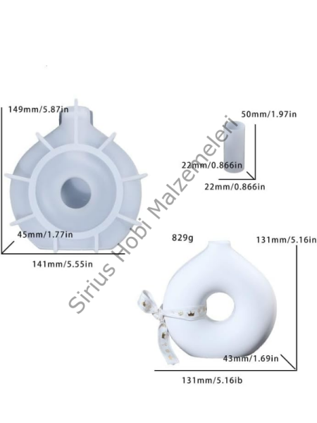 Halka Vazo Silikon Kalıbı 13 cm – Nordic Donut Dekoratif Vazo Kalıbı