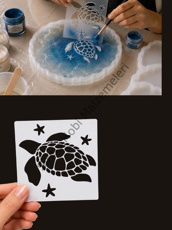 Kaplumbağa Stencil Şablonu 8×6 cm
