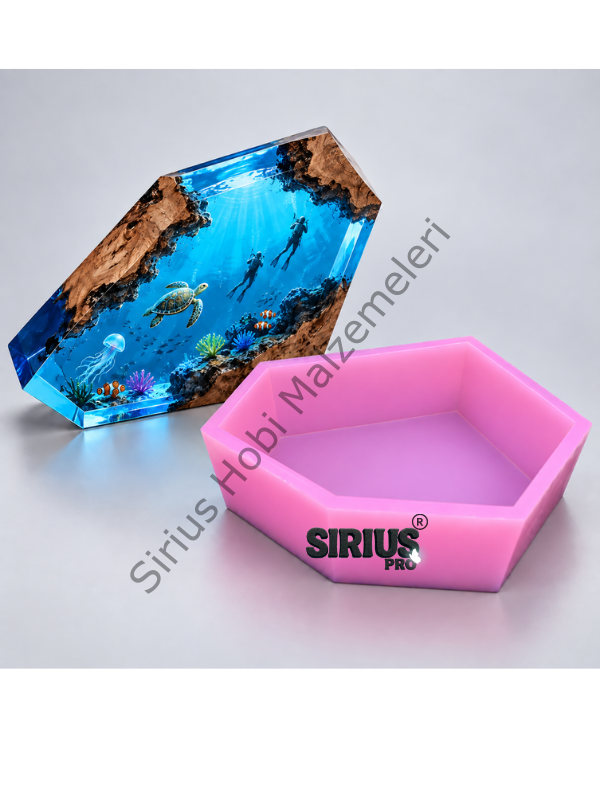 Geode Derin Tasarım Epoksi Silikon Kalıbı 19,5x14 cm – 5 cm Derin Gece Lambası Kalıbı | Sirius Pro