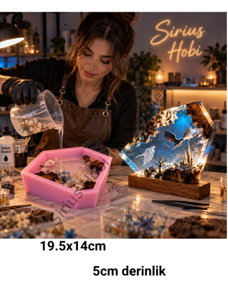 Geode Derin Tasarım Epoksi Silikon Kalıbı 19,5x14 cm – 5 cm Derin Gece Lambası Kalıbı | Sirius Pro