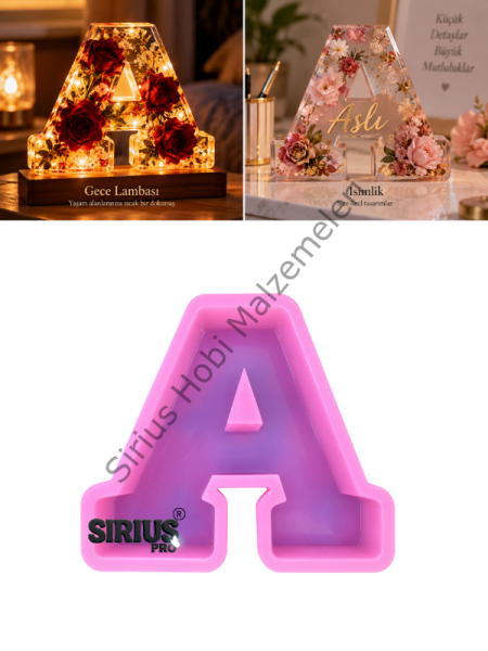 A Harfi Epoksi Silikon Kalıbı 18x16 cm – 4 cm Derin Gece Lambası ve İsimlik Kalıbı | Sirius Pro