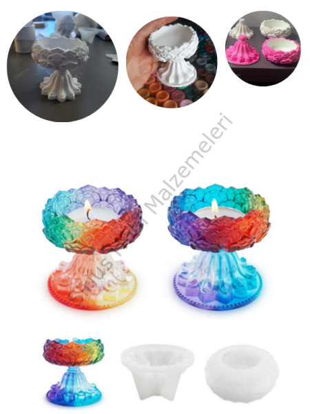 Epoksi Lotus Çiçeği Mumluk Sunumluk Kalıbı