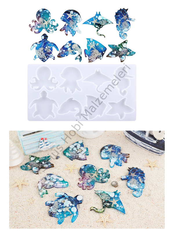 Epoksi Deniz Canlıları Anahtarlık Kalıbı