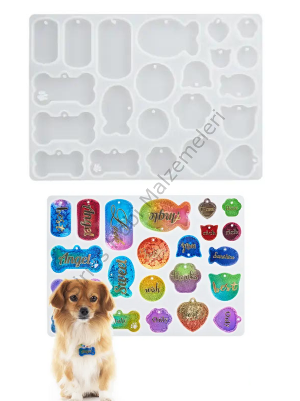 Epoksi Pet Tag Çoklu Kedi Köpek Tasma Etiket Silikon Kalıbı