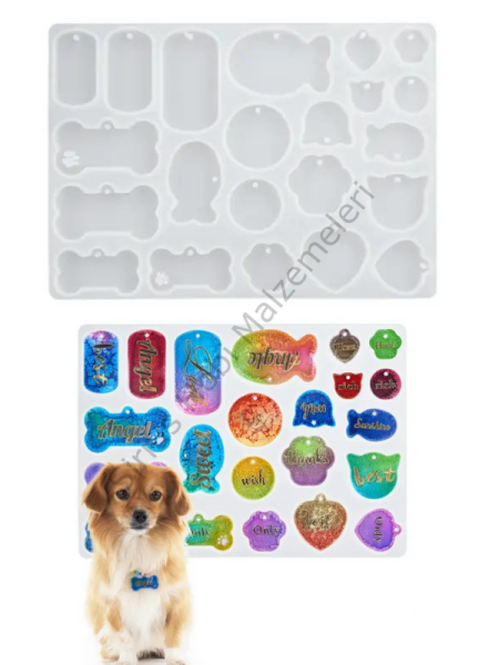 Epoksi Pet Tag Çoklu Kedi Köpek Tasma Etiket Silikon Kalıbı