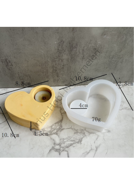 Epoksi Alçı Beton Kalp Mum Tutucu Kalıbı