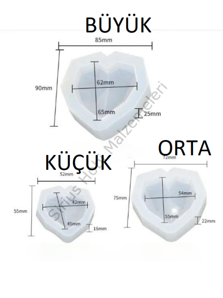 Epoksi Mum Kristal Kalp Kalıpları