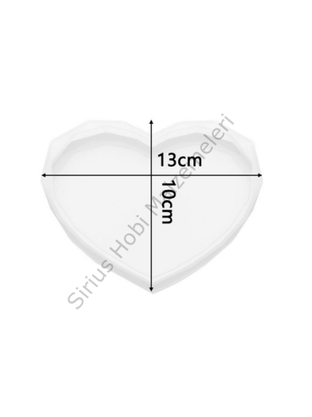 Epoksi Beton Alçı Elmas Kenarlı Kalp Bardak Altlığı Kalıbı