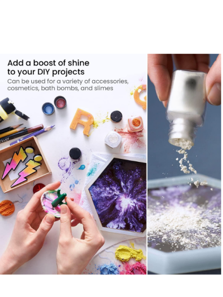 Epoksi Reçine Boyası Mica Powder İnci Sedefli Pigment Seti  İnci Tozu 10 Renk 50 gr