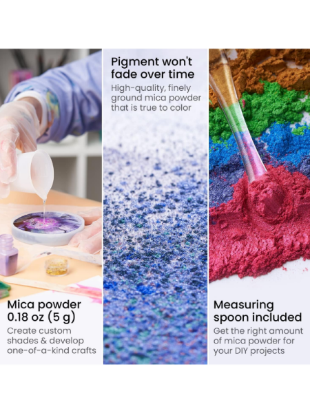 Epoksi Reçine Boyası Mica Powder İnci Sedefli Pigment Seti  İnci Tozu 10 Renk 50 gr