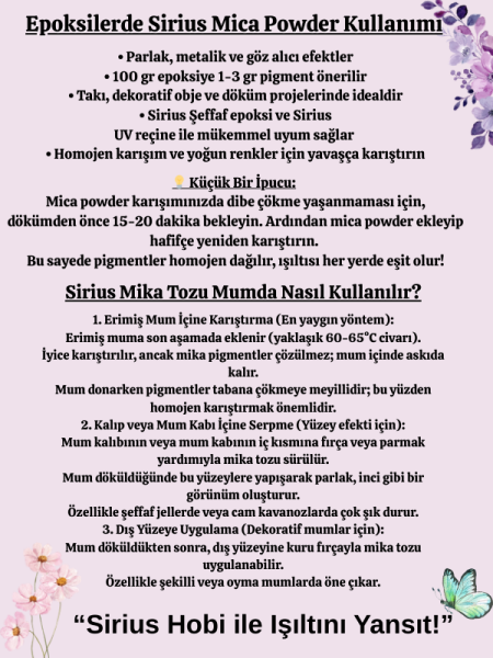Epoksi Reçine Boyası Mica Powder İnci Sedefli Pigment Seti  İnci Tozu 10 Renk 50 gr
