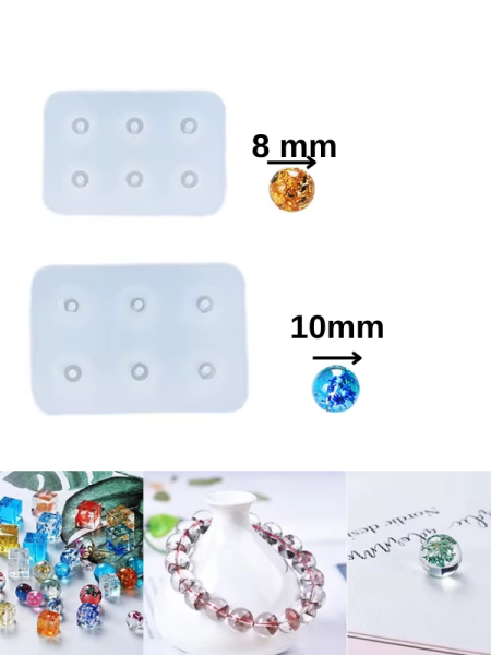 Epoksi Reçine 8mm 10mm Tesbih  Boncuk Silikon Kalıbı