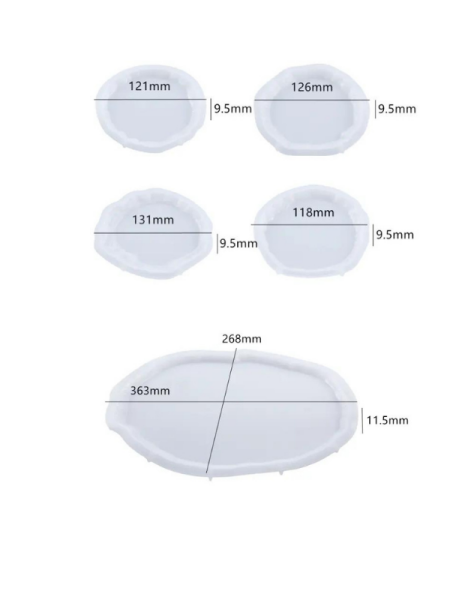 Epoksi 4+1 Tepsi Bardak Altlığı Kalıbı Seti