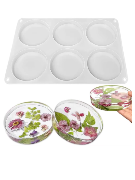 Epoksi Reçine 6 lı Bardak Atlığı Tasarım Silikon Kalıbı