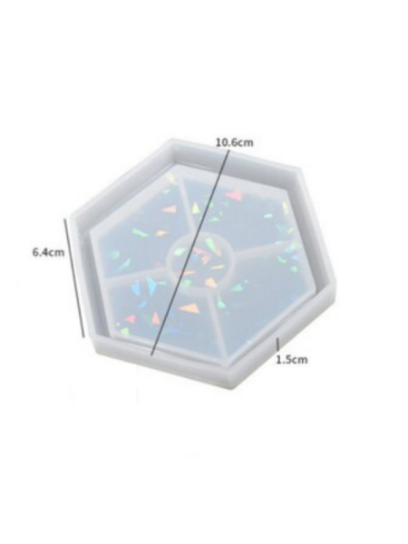 Epoksi 10cm Hologramlı Bardak Altlıgı Kalıbı Altıgen