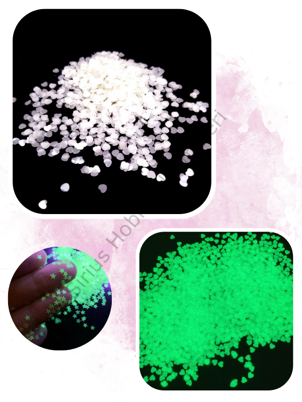 Glow in The Dark- Karanlıkta Parlayan 3mm Kalp 2 gr