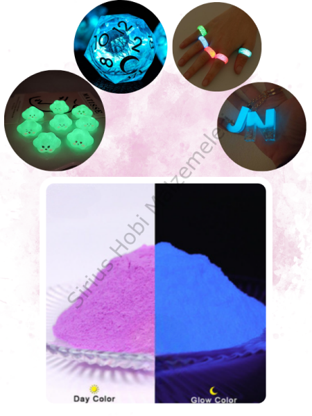 Epoksi Reçine Glow İn The Dark Karanlıkta Parlayan Pigment Fosfor Violet 5 gr