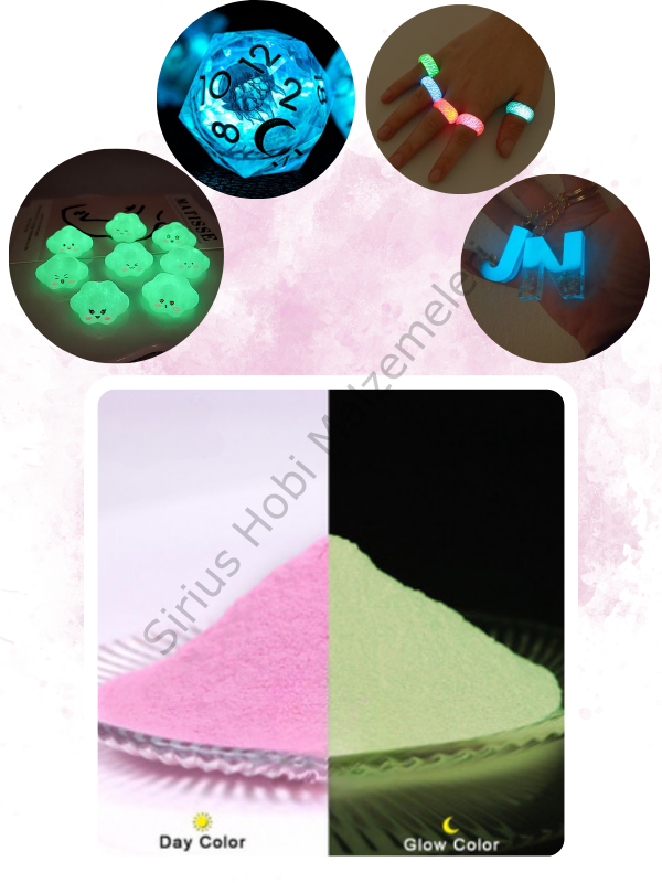 Epoksi Reçine Glow İn The Dark Karanlıkta Parlayan Pigment Fosfor Magenta 5 gr