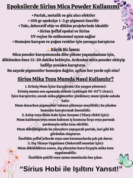 Epoksi Reçine Mica Powder İnci Sedefli Pigment Boya Seti İnci Tozu 10 Renk 50 gr