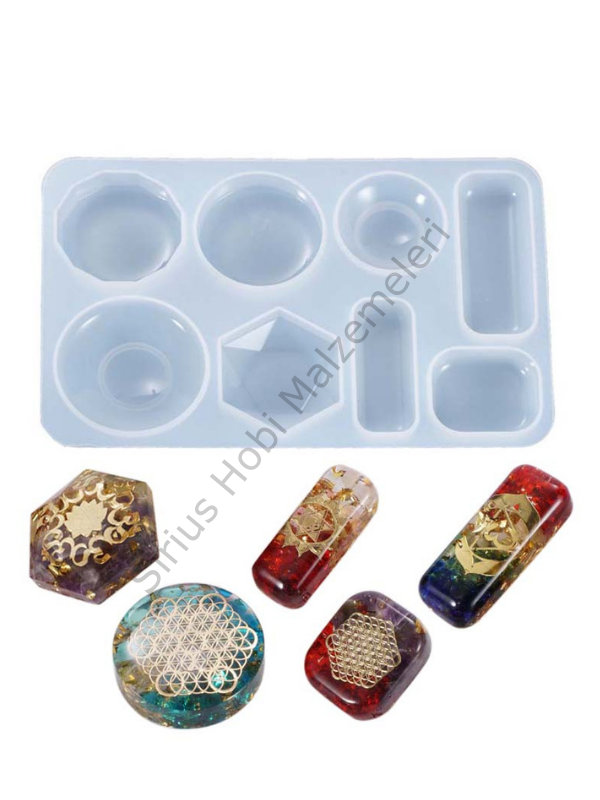 Epoksi Doğaltaş Bombeli Kolye Silikon Kalıbı – Çoklu Model