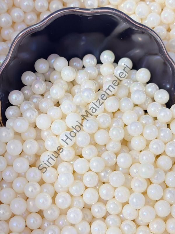 Deliksiz Hologramlı Krem İnci 6mm 50 gr