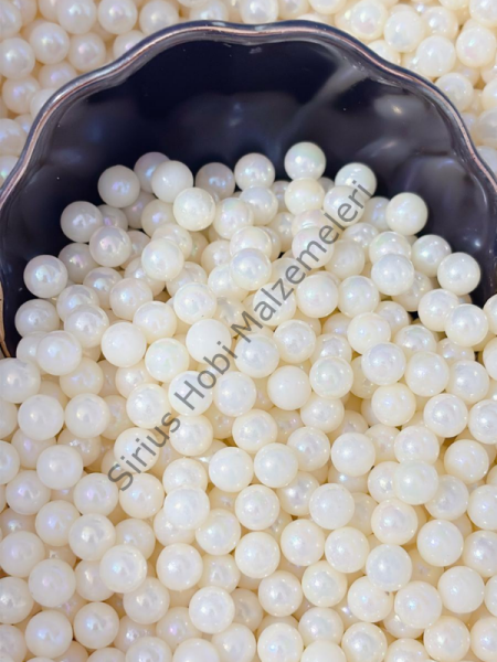 Deliksiz Hologramlı Krem İnci 6mm 50 gr