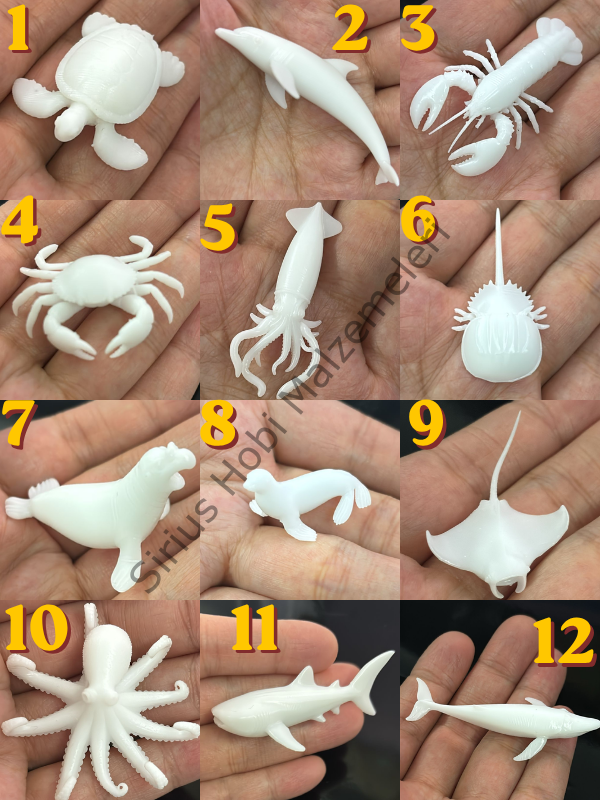 Epoksi İçinde Kullanılabilen Mini Deniz Canlıları-3D Mini Deniz Hayvanları Figürleri