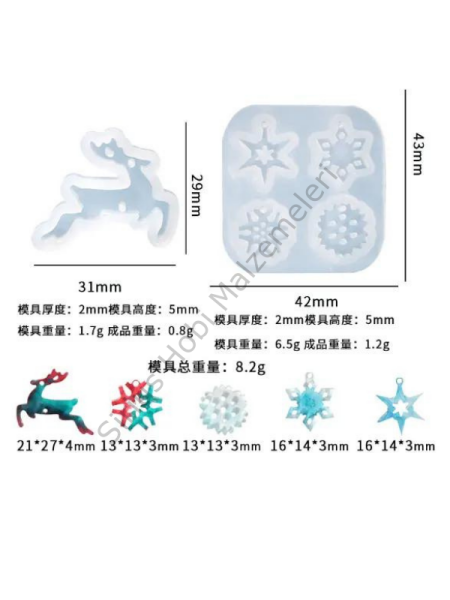 Epoksi Minik Yılbaşı Noel Küpe Kalıbı