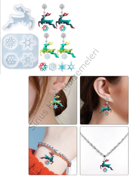 Epoksi Minik Yılbaşı Noel Küpe Kalıbı