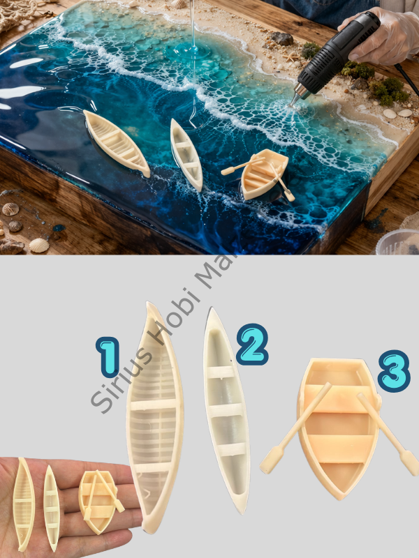 Epoksi Tasarımlar İçin Mini Tekne Figürleri | 3D Kano & Sandal