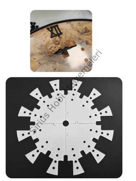 Epoksi Şeffaf Akrilik Saat Şablonu Puzzle Model